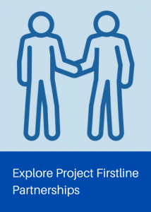 icon of two humans shaking hands with text that says Explore Project Firstline Partnerships